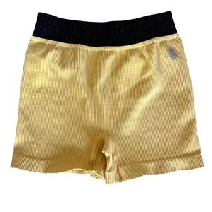 Free People Mustard ColorRibbed Seamless Boy Shorts Yellow Black M L EUC
